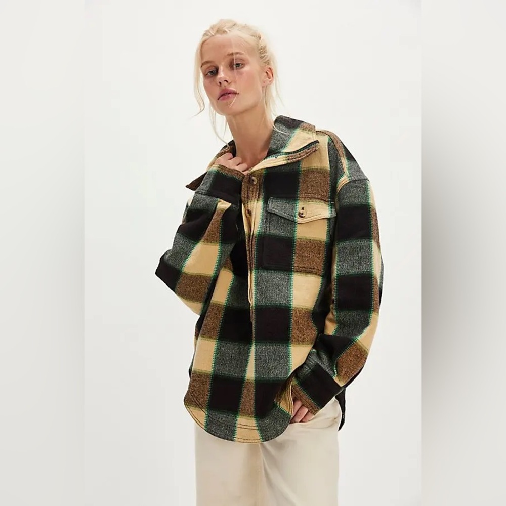 New Free People x We The Free Wyoming Mornings Plaid Pullover Sz S